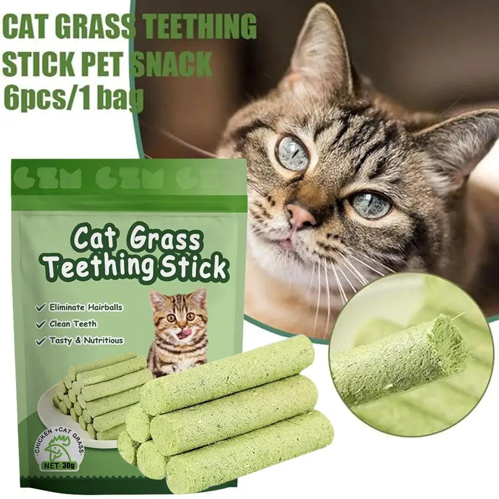 6Pieces Cat Grass Teeth Pet Snacks Hairball Kitten Removal Instant 