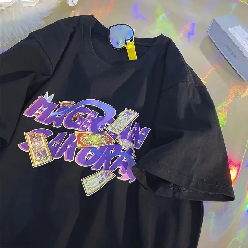 Women T Shirt Fruit Print Harajuku Tshirt Loose Short Sleeve Cute Kawaii Oversized Tee Clothes Y2K Top Anime Graphic T-Shirt