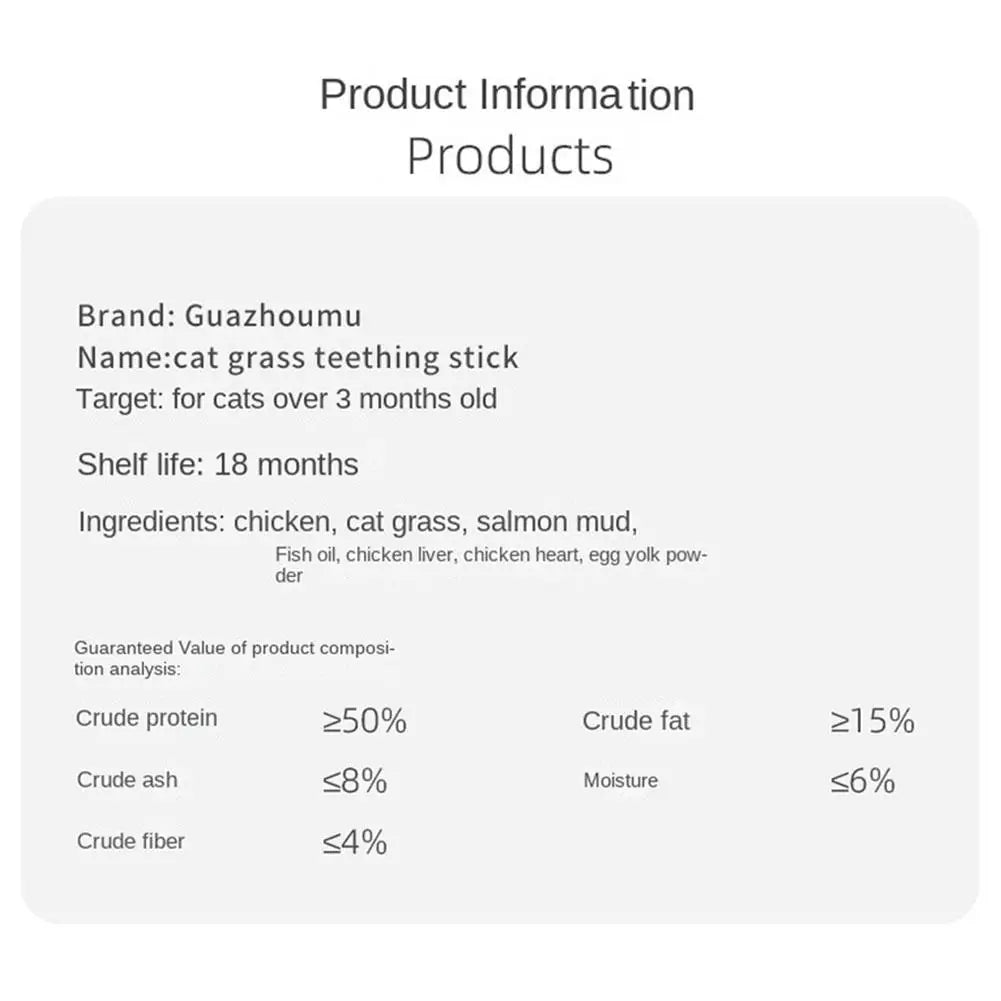 6Pieces Cat Grass Teeth Pet Snacks Hairball Kitten Removal Instant 