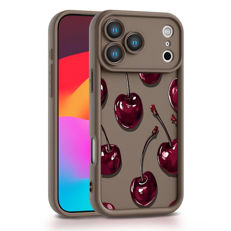 Sexy Wine Cherry Pattern Phone Case , Soft Silicone Tpu Protection and Shockproof for Iphone 17 16 15 Pro Max 14 16Pro 13 12 11 X plus Air Mini Girl