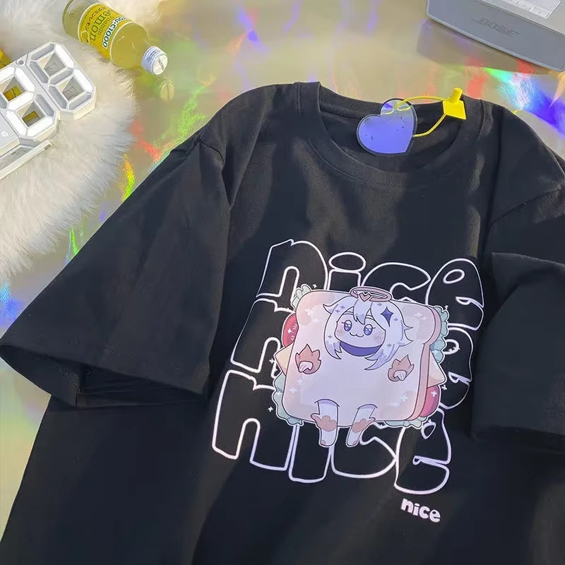 Women T Shirt Fruit Print Harajuku Tshirt Loose Short Sleeve Cute Kawaii Oversized Tee Clothes Y2K Top Anime Graphic T-Shirt