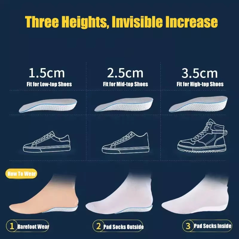 1 Pair of Halloween Decorations 1.5/2.5/3.5 Cm Arch Support Height Increase Insole Elastic Lift Men'S and Women'S Insoles